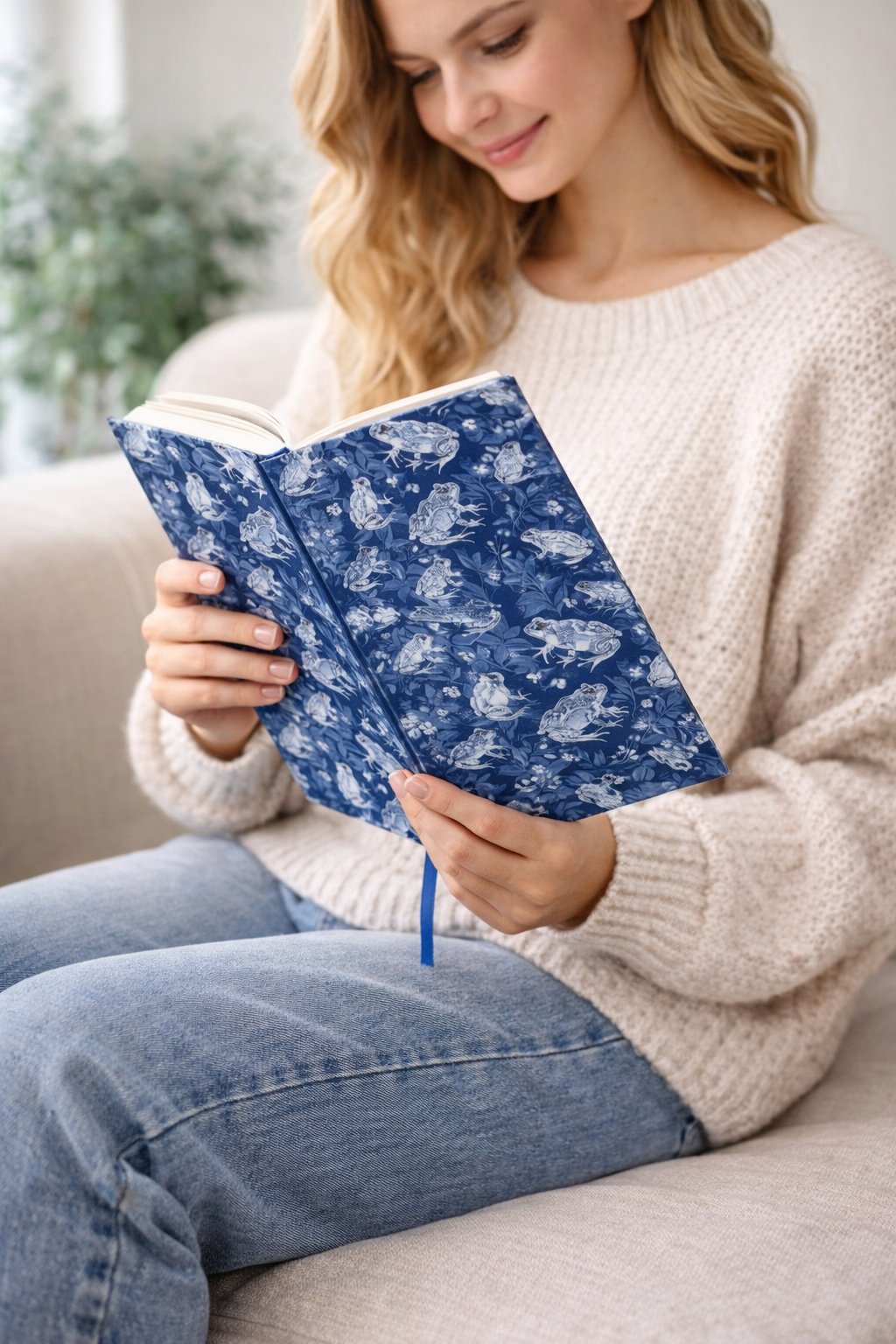 Blue Frog Pattern Ruled Journal — Lined Notebook for Nature Lovers