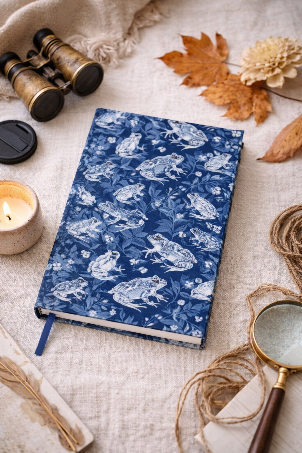 Blue Frog Pattern Ruled Journal — Lined Notebook for Nature Lovers