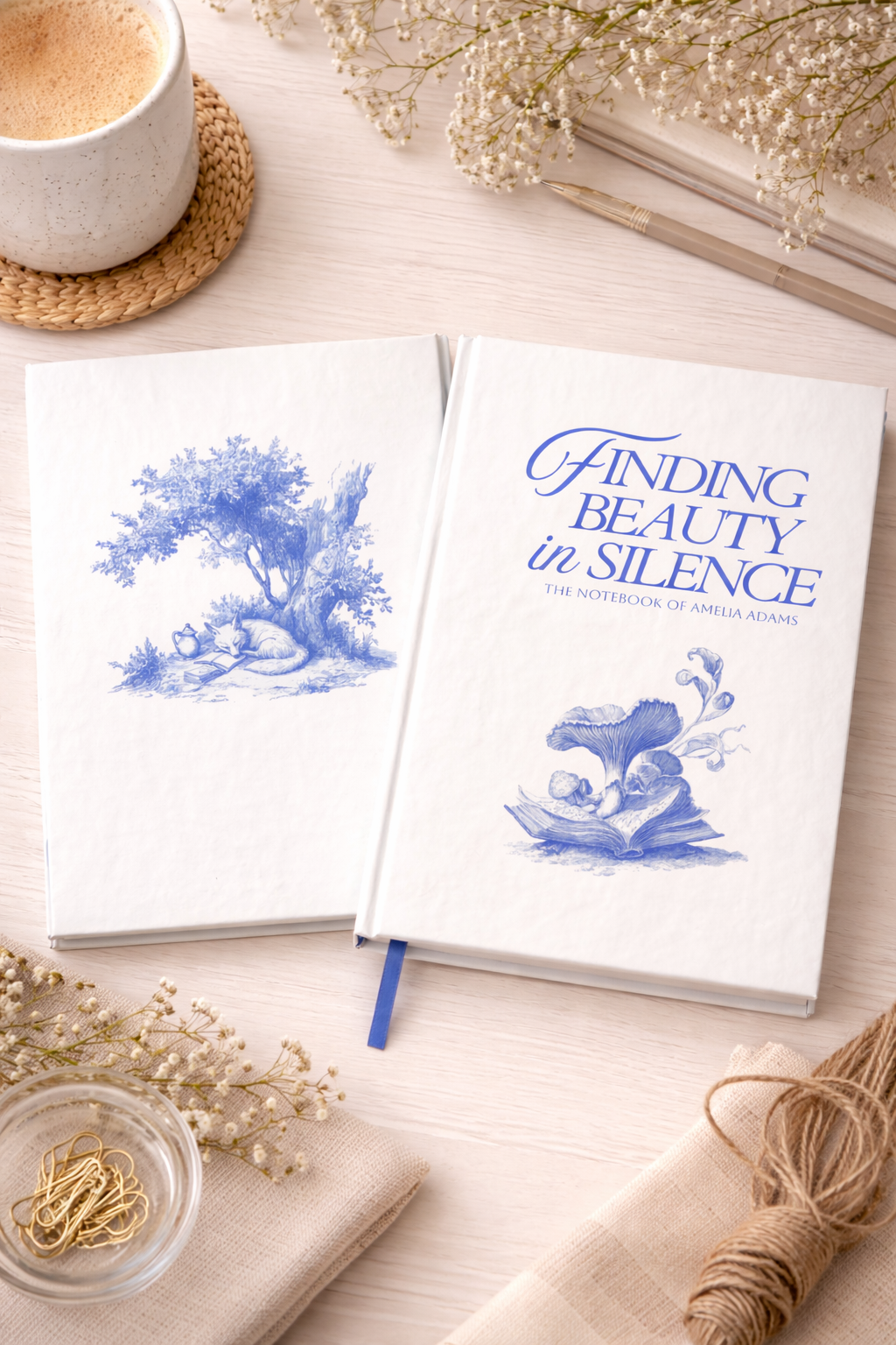 Finding Beauty in Silence Hardcover Journal — Illustrated Quiet Reflection Notebook
