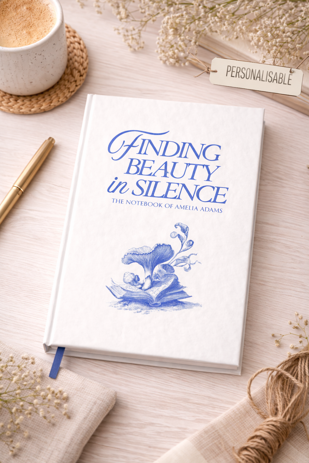 Finding Beauty in Silence Hardcover Journal — Illustrated Quiet Reflection Notebook