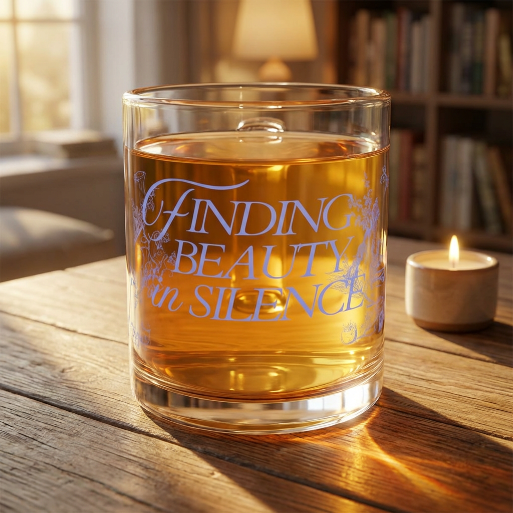 Finding Beauty in Silence Glass Mug — 10oz Inspirational Clear Coffee Cup