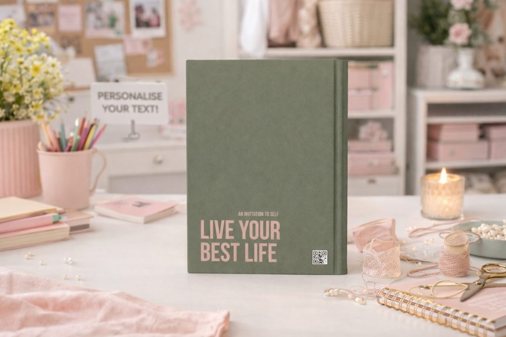 Hardcover Journal — "Live Your Best Life" Vintage Collage Notebook