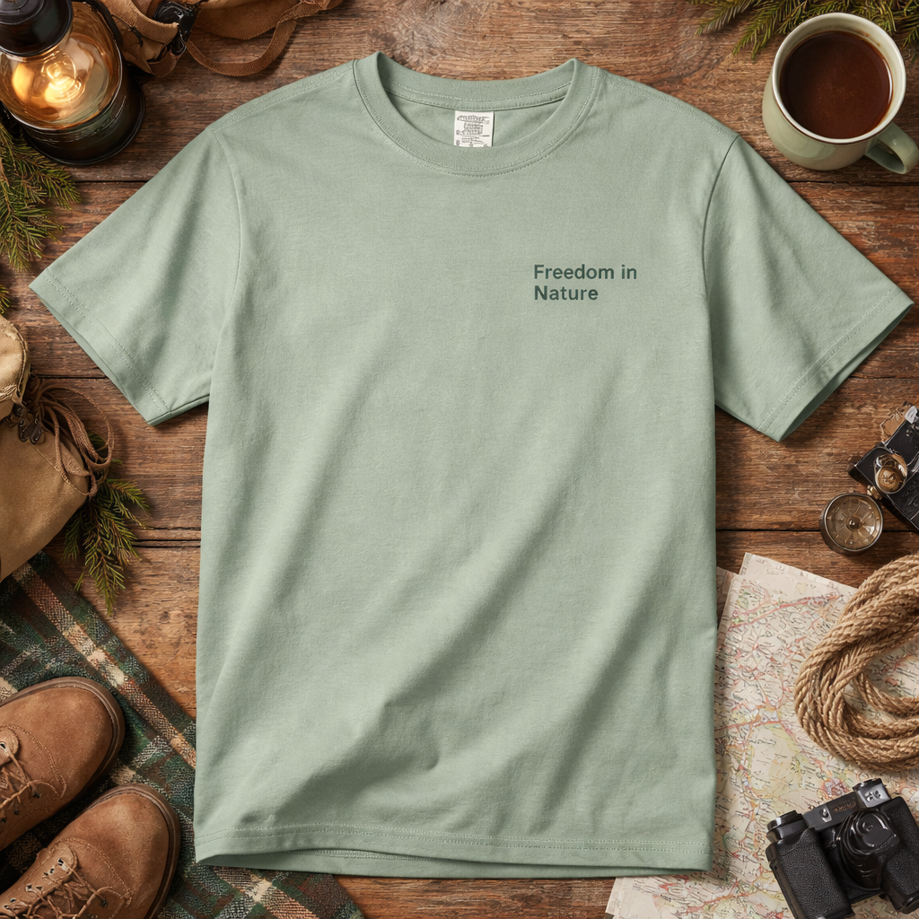 Adventure Tee — "Step Into Nature / Step Into Freedom" Graphic T-Shirt