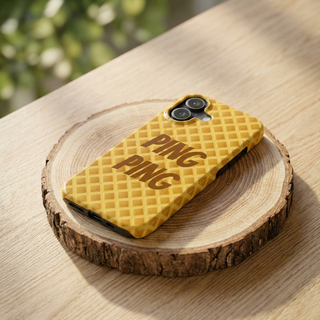 Waffle 'PING PING' Tough Phone Case — Funny Breakfast Texture Protective Cover
