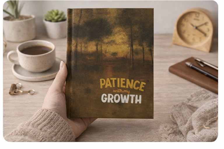 A5 Notebook — "Patience With My Growth" Inspirational Softcover Journal