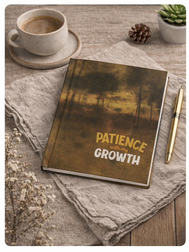 A5 Notebook — "Patience With My Growth" Inspirational Softcover Journal