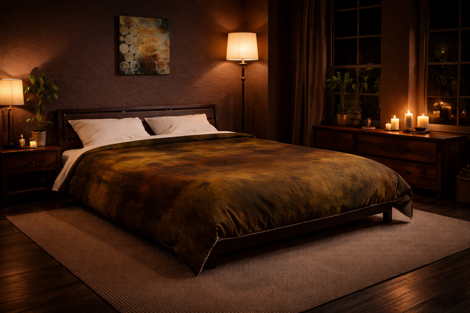 Rustic Sunset Comforter - Warm Brown Abstract Bedroom Duvet