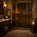 Autumn Forest Shower Curtain – Moody Golden Woodland Bathroom Decor