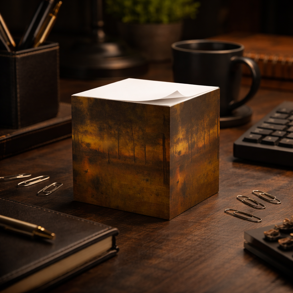 Autumn Mist Landscape Note Cube