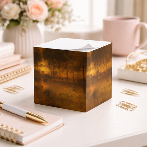 Autumn Mist Landscape Note Cube