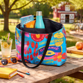 Weekender Tote Bag — Colorful Retro Collage Market Tote ('Let It Happen' Design)