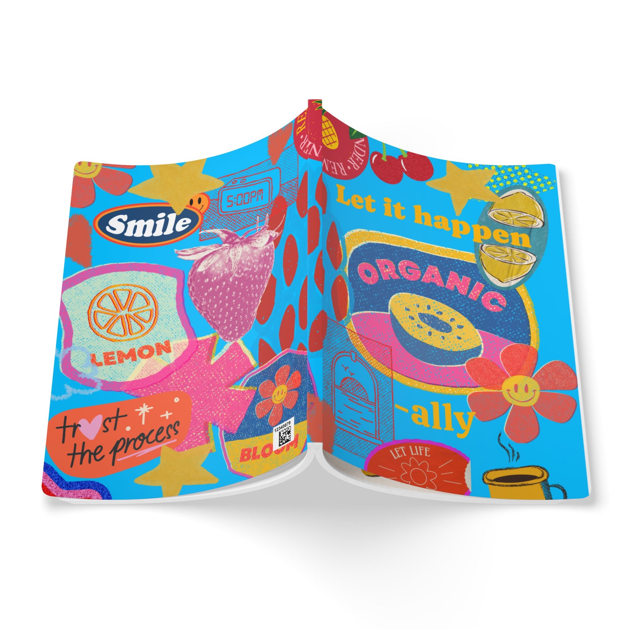 Let It Happen Organic Journal — Colorful Retro Fruit Graphic Softcover Notebook