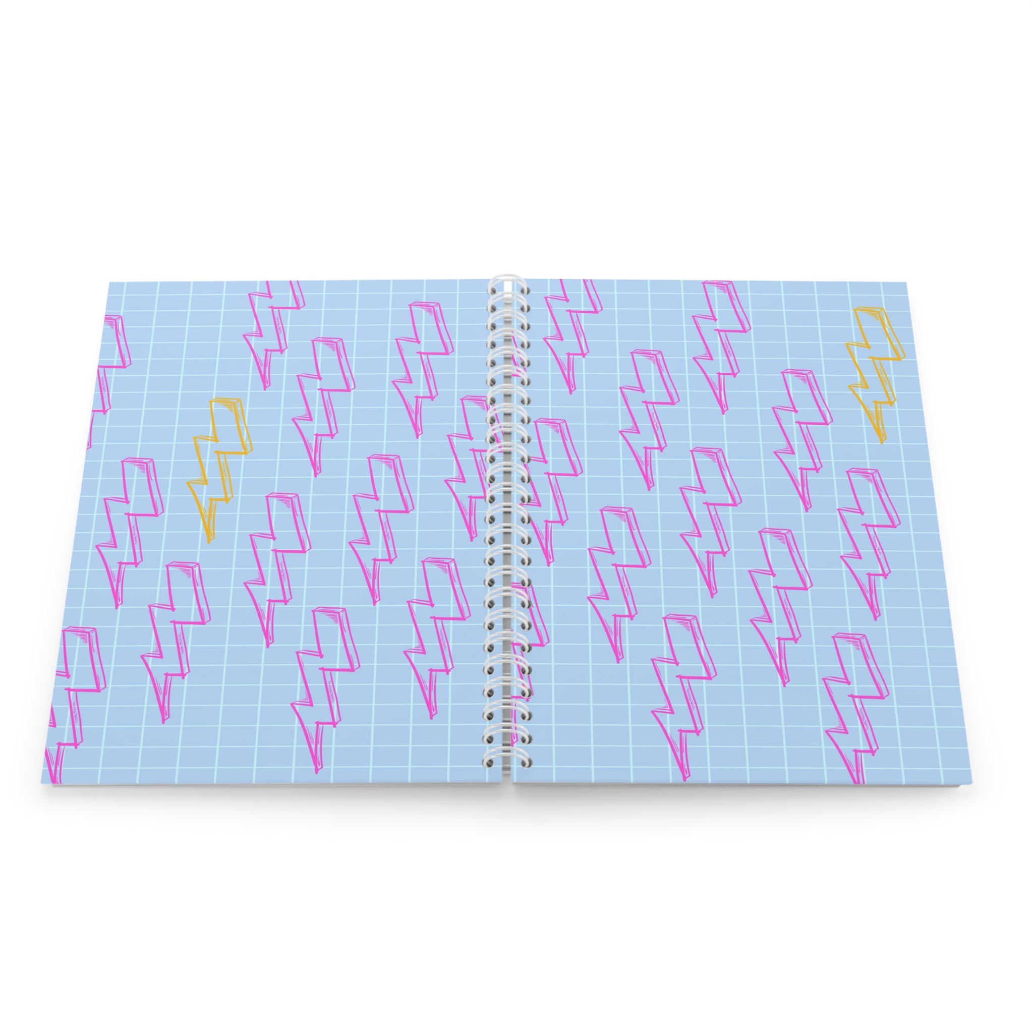 Pastel Lightning Spiral Notebook — Retro Grid Notepad for Teens & Students