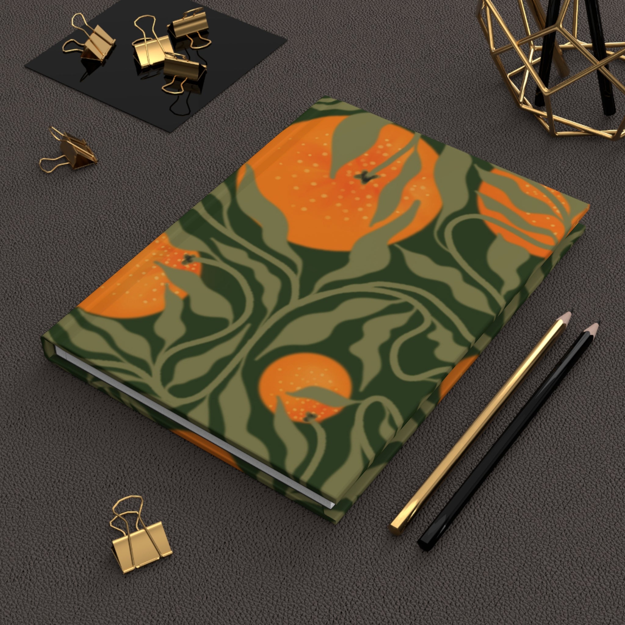 Orange Grove Hardcover Journal — Botanical Citrus Notebook for Notes & Sketches