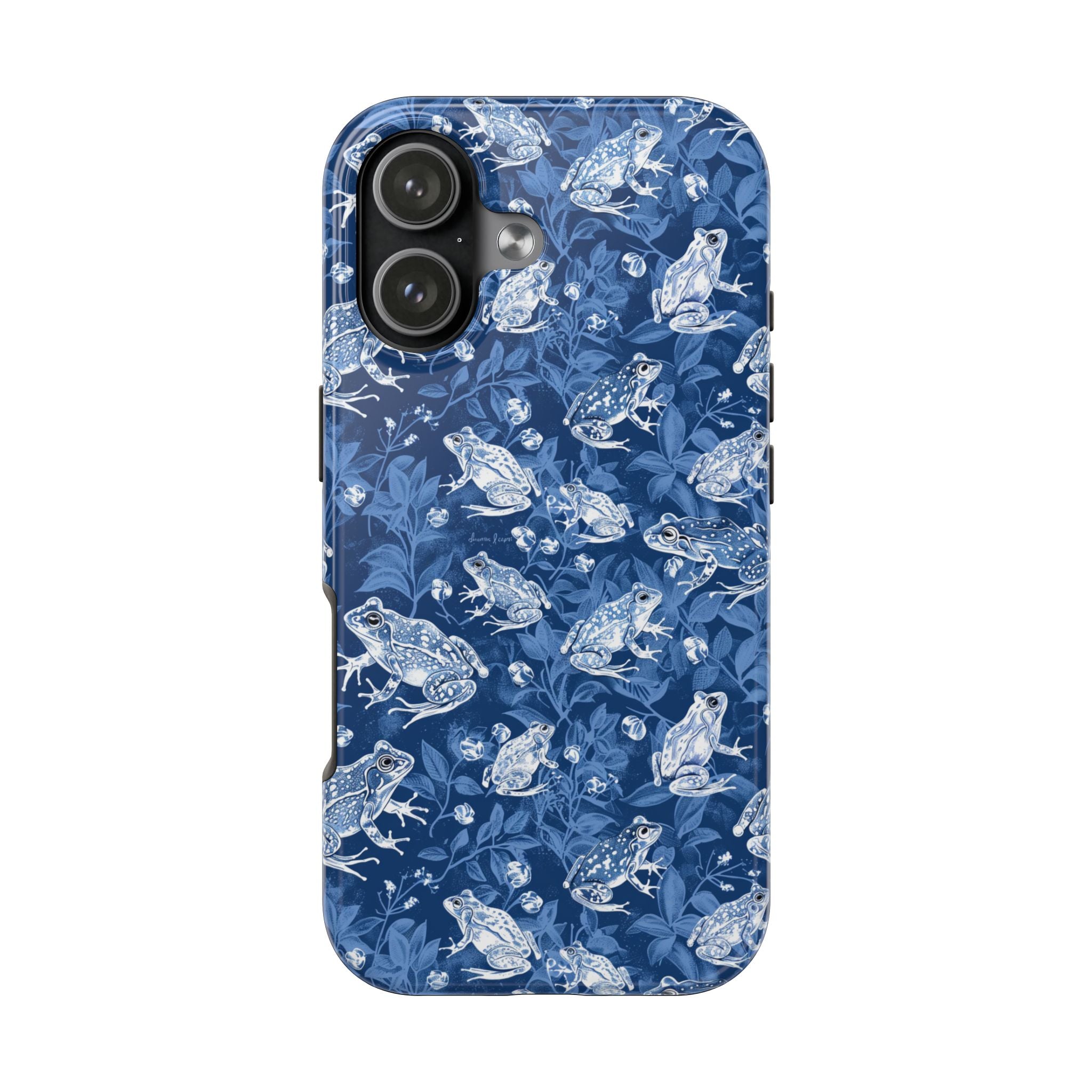 Koi Fish Tough Phone Case — Blue Floral Protective Phone Cover