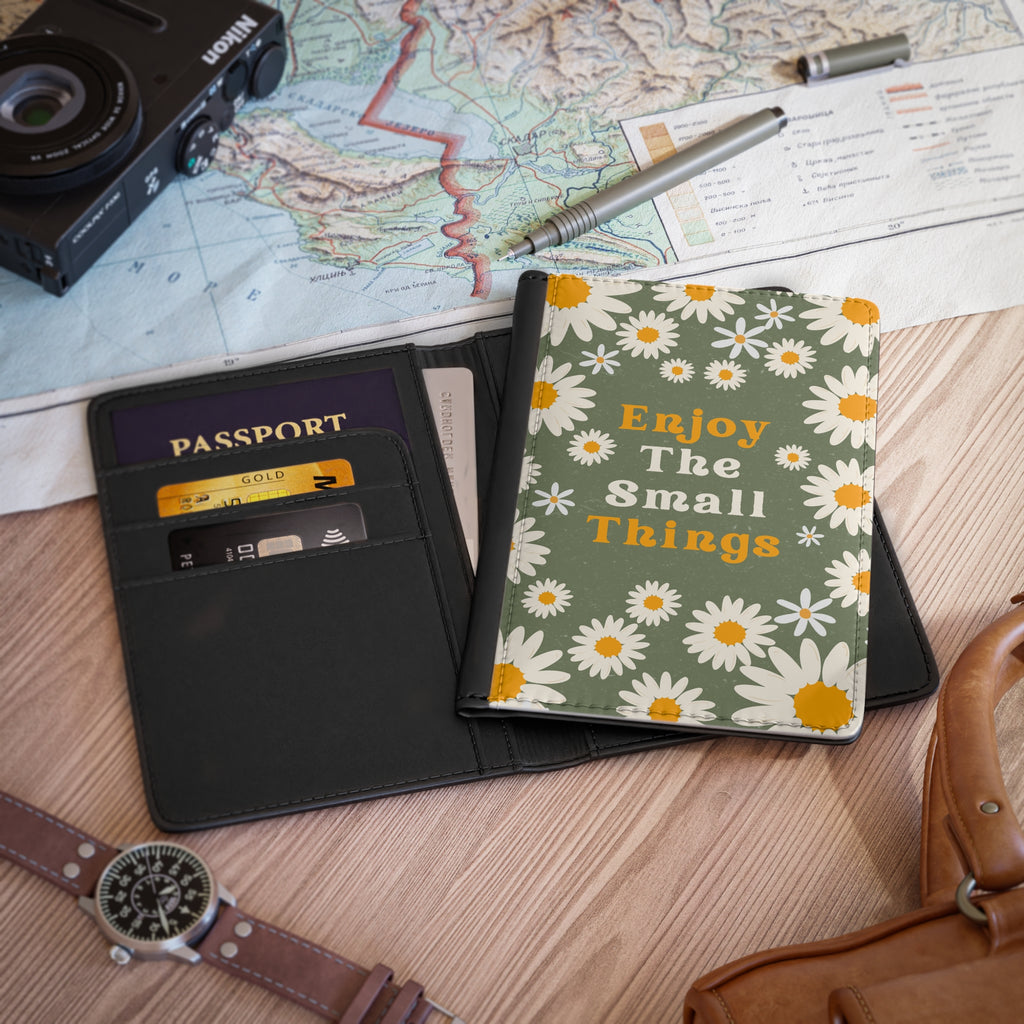 Passport Cover — 'Enjoy The Small Things' Floral Daisy Travel Passport Holder