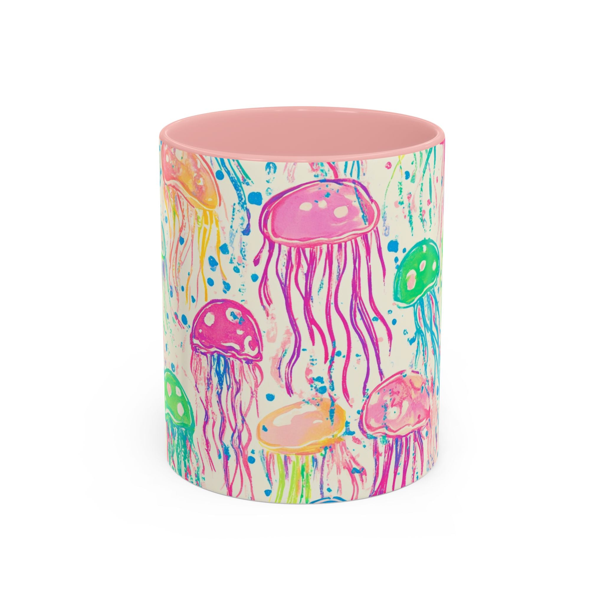 Colorful Jellyfish Accent Coffee Mug — Pink Interior Ocean Art 11/15oz