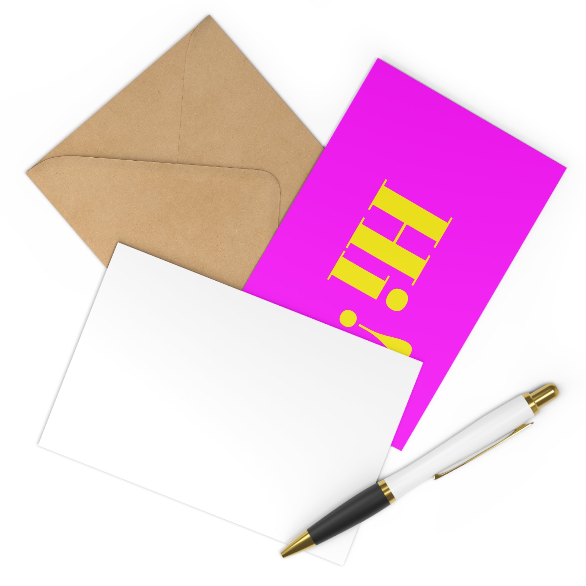 Postcards (7 pcs) — Bright Pink & Yellow “Hi!” Greeting Card Set