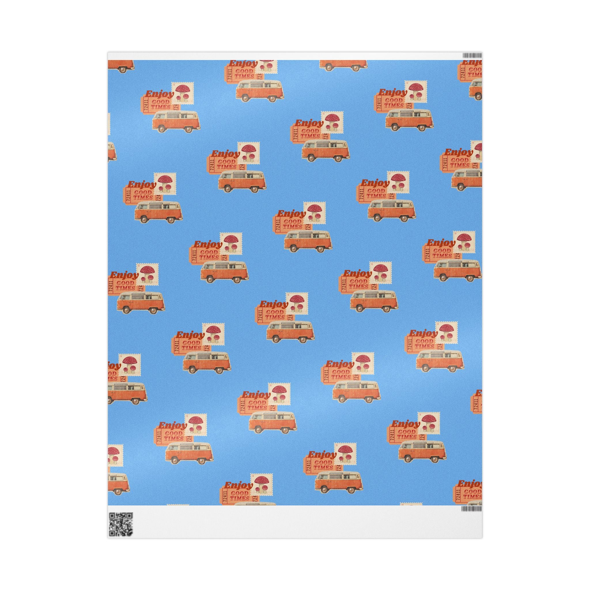 Wrapping Paper — Retro Ice Cream Truck Pattern ("Enjoy Ice Cream")