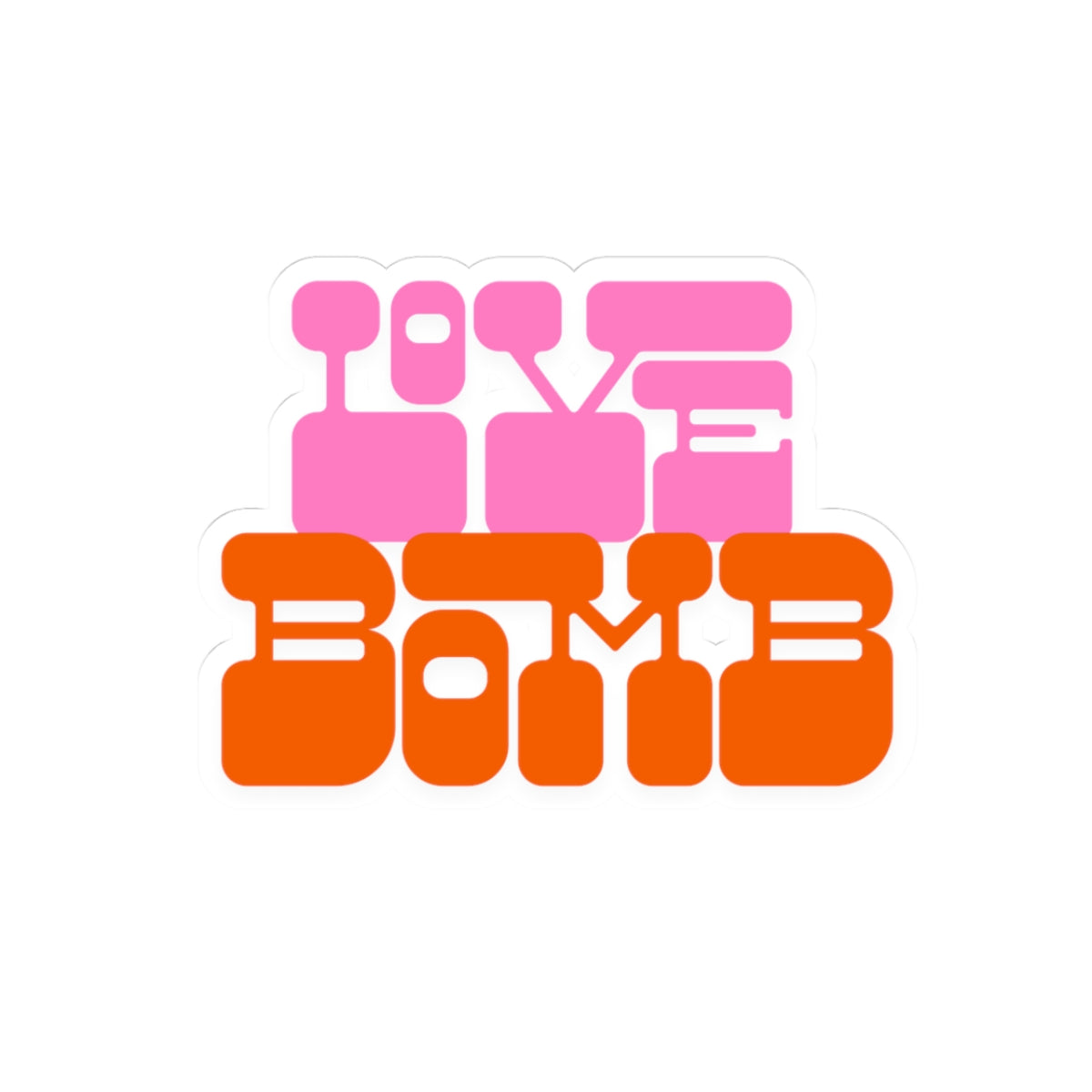 Sticker — 'Love Me Bomb' Retro Pink & Orange Kiss-Cut Laptop Sticker