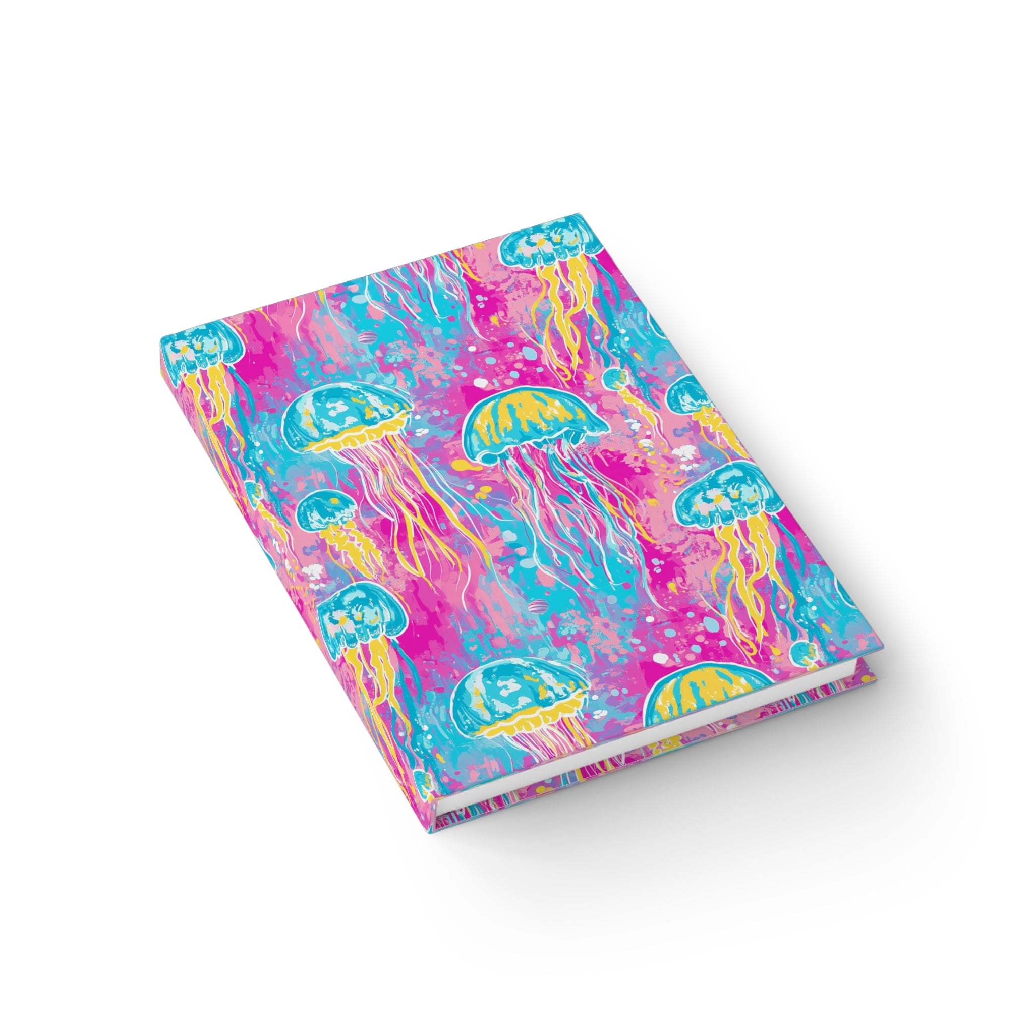 Jellyfish Pattern Ruled Journal – Vibrant Pink & Teal Ocean Notebook for Notes & Gifts