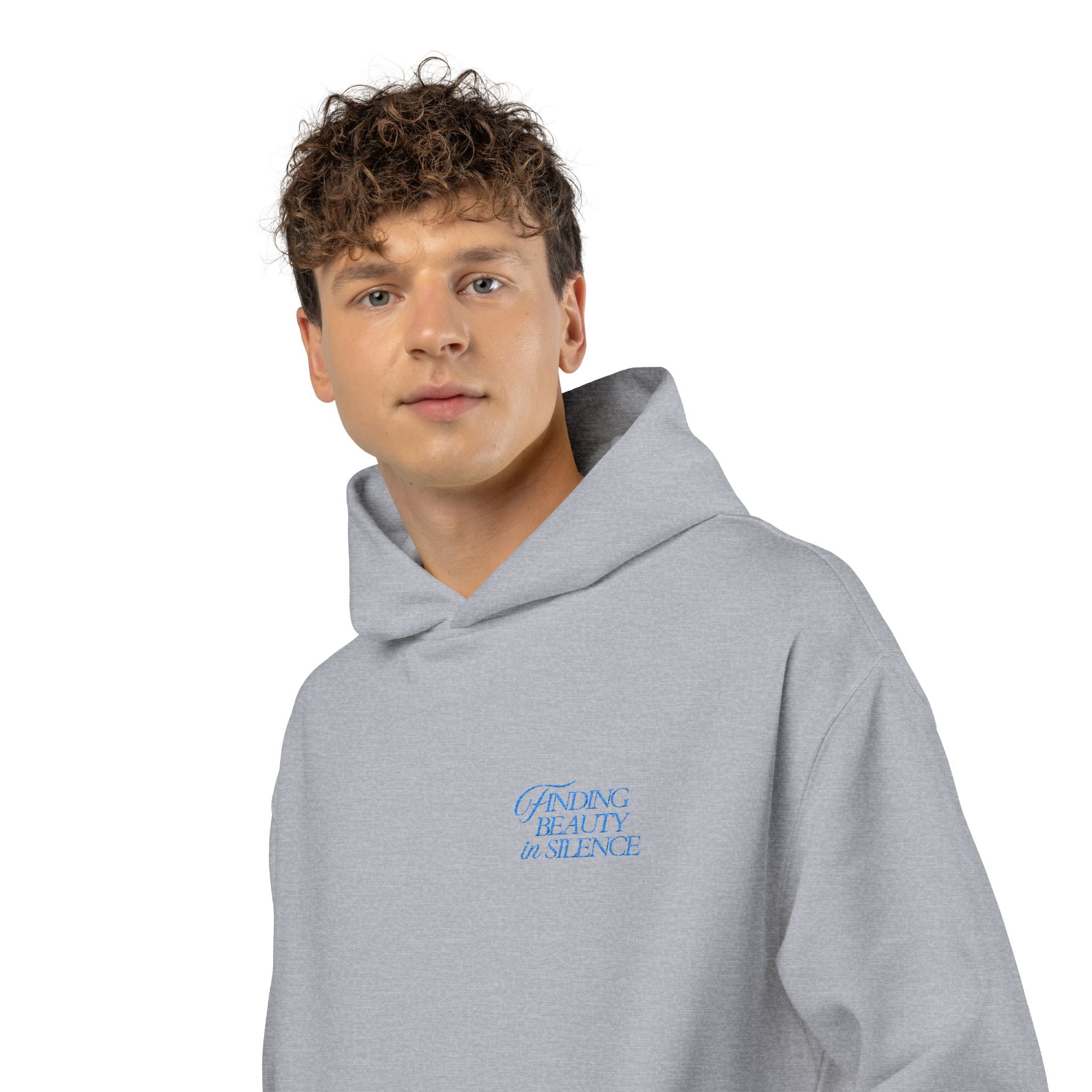 Relaxed Hoodie — Cozy Brown Floral Script Logo Pullover
