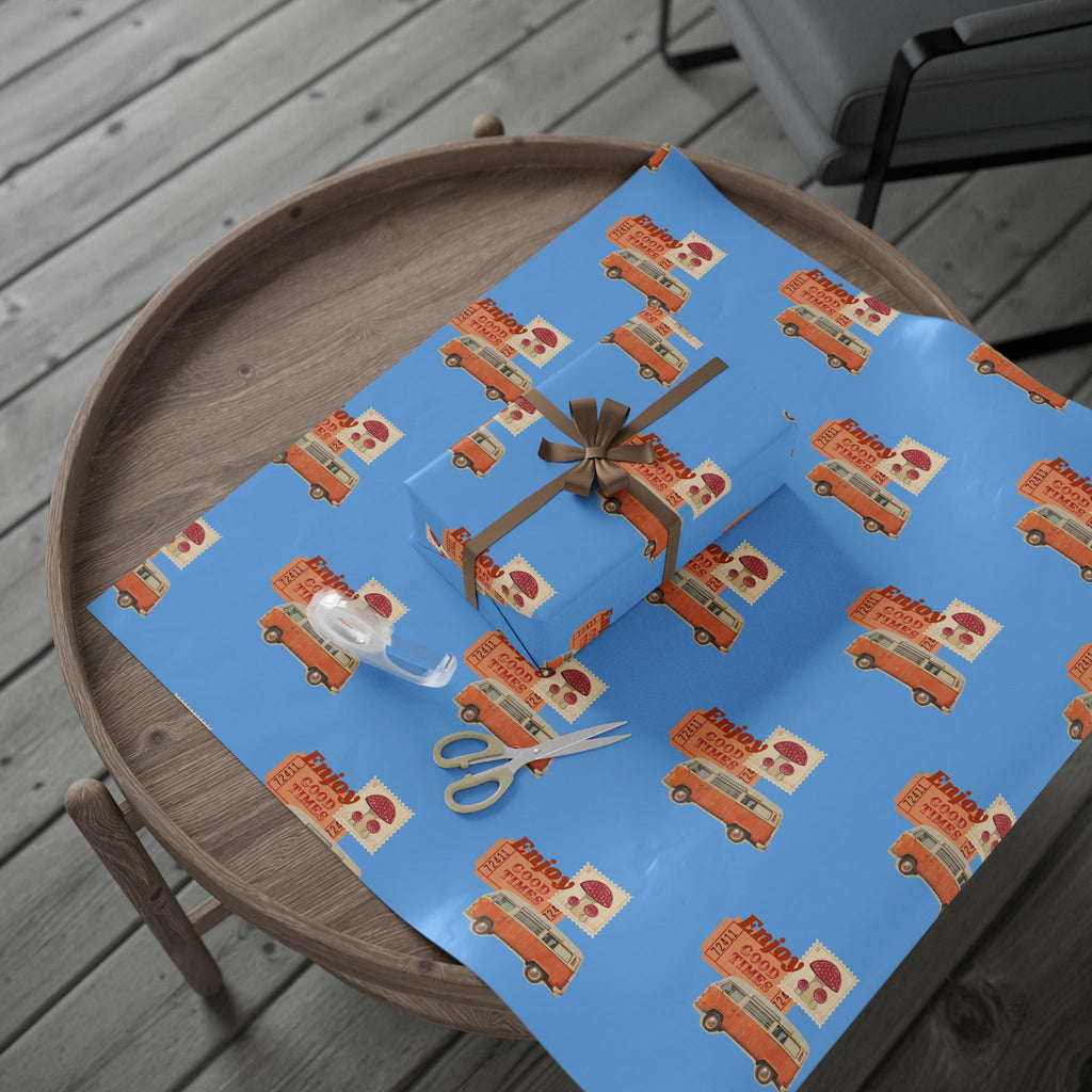 Wrapping Paper — Retro Ice Cream Truck Pattern ("Enjoy Ice Cream")