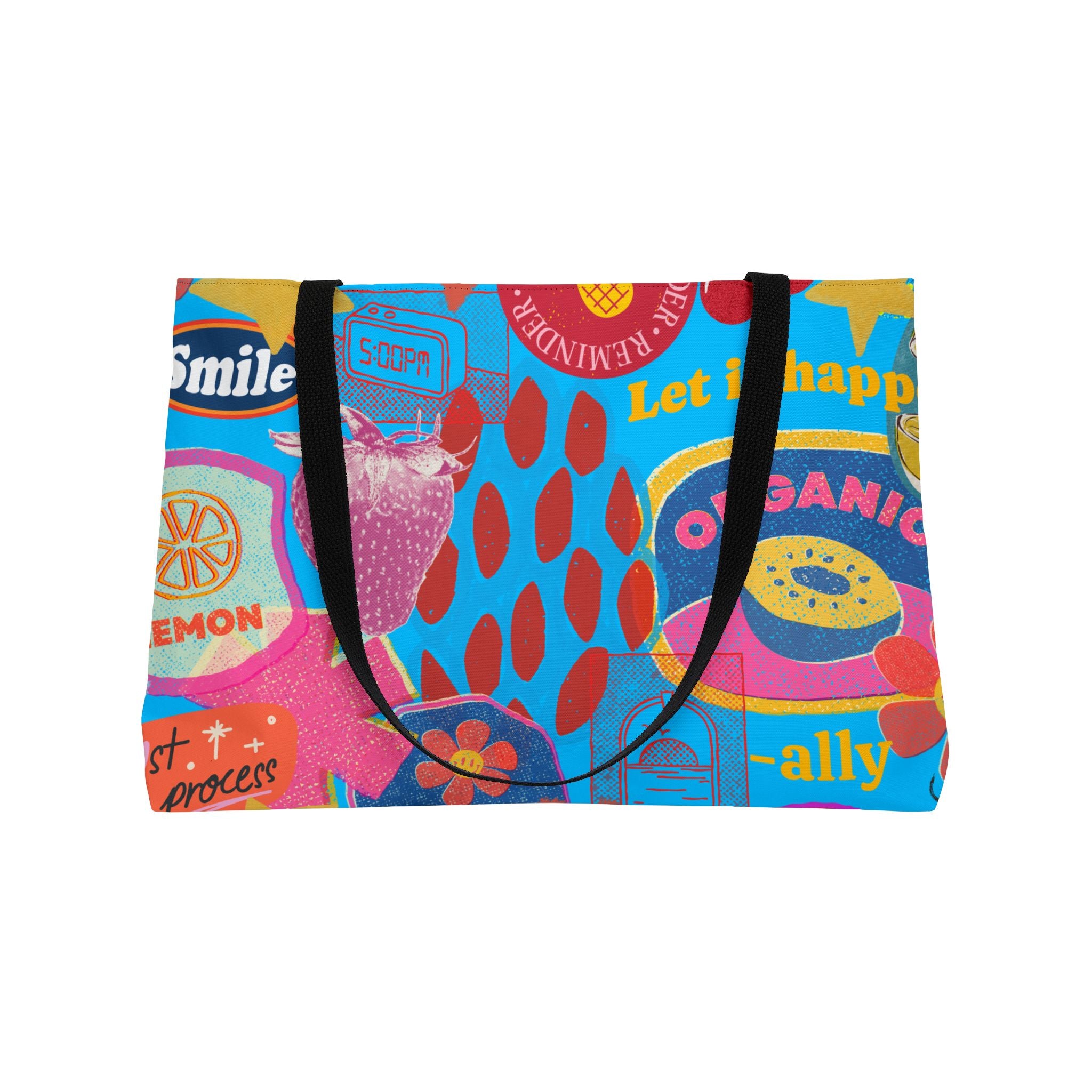 Colorful Retro Collage Weekender Tote - 'Let It Happen' Graphic Travel Bag