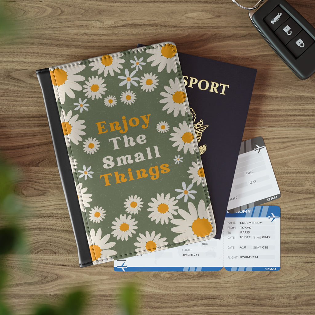 Passport Cover — 'Enjoy The Small Things' Floral Daisy Travel Passport Holder