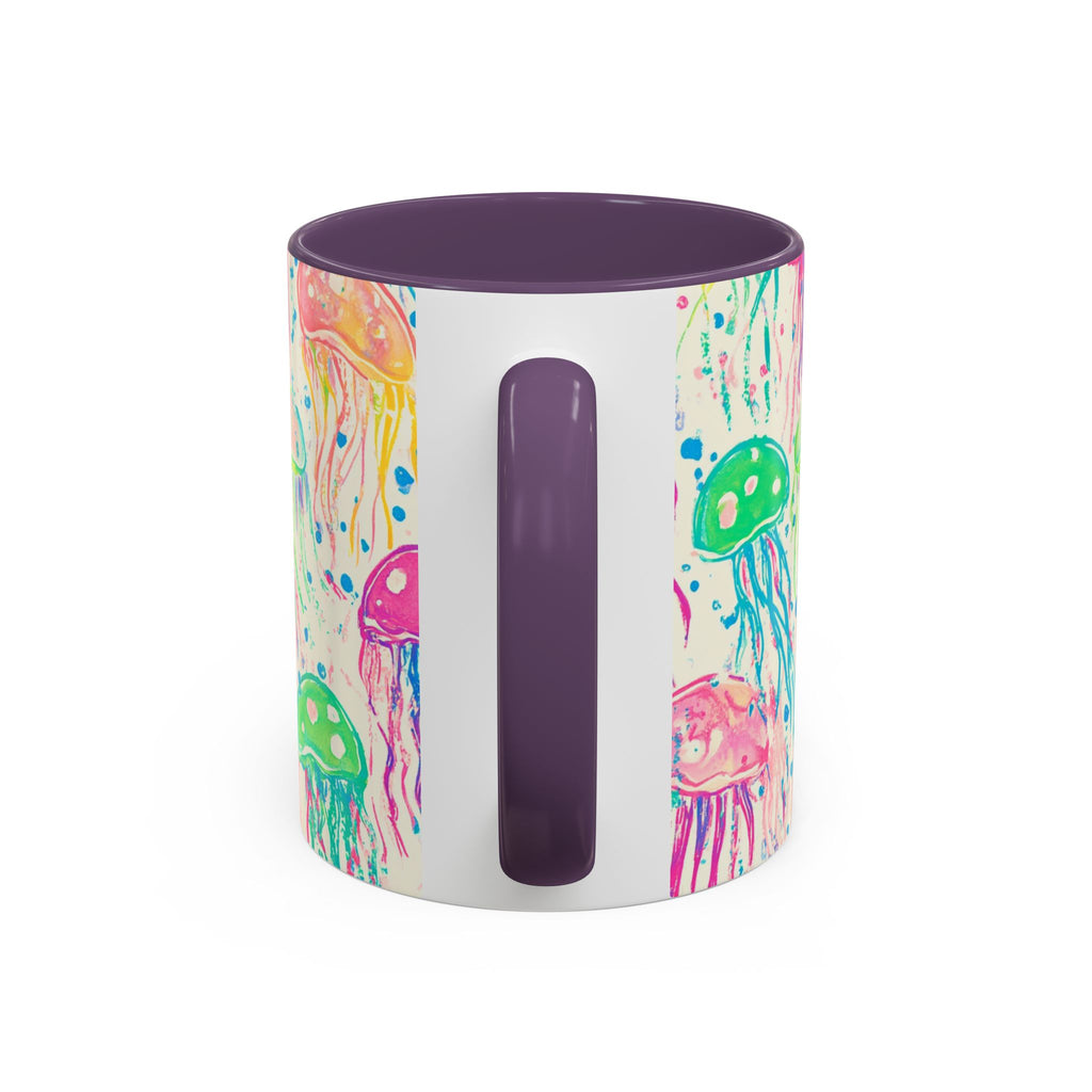 Colorful Jellyfish Accent Coffee Mug — Pink Interior Ocean Art 11/15oz