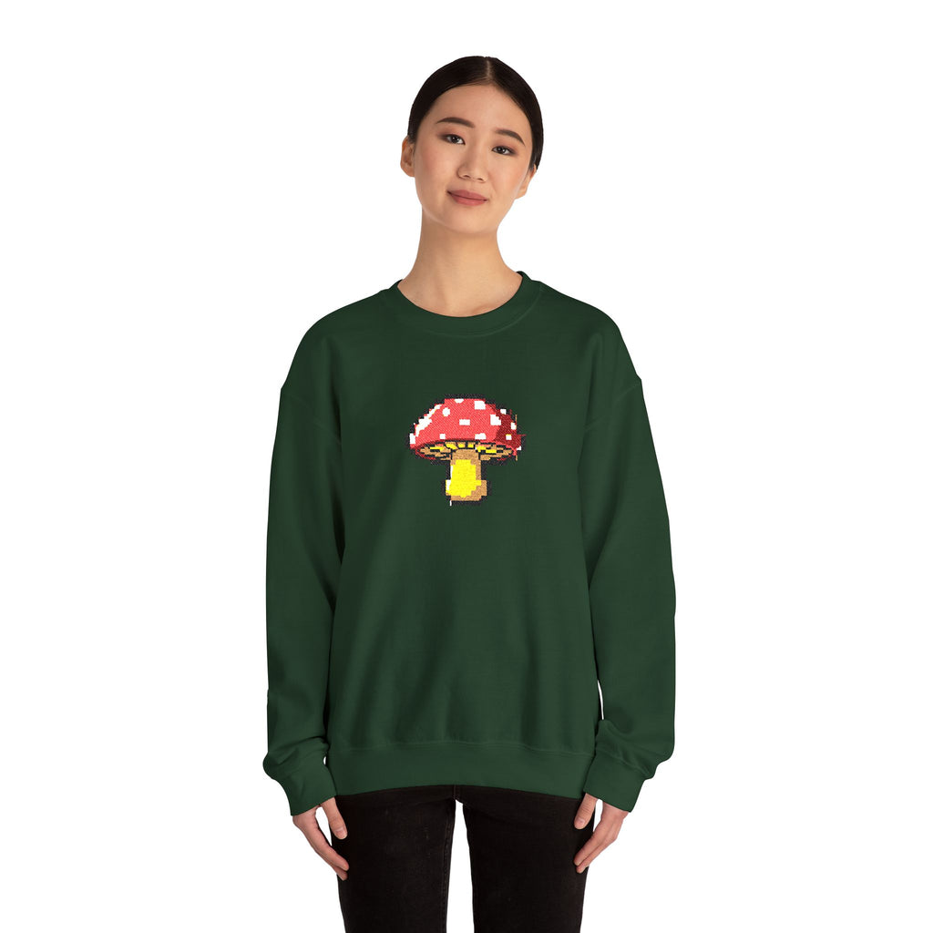 Pixel Mushroom Crewneck Sweatshirt — Cute Retro 8‑Bit Fungi Sweatshirt