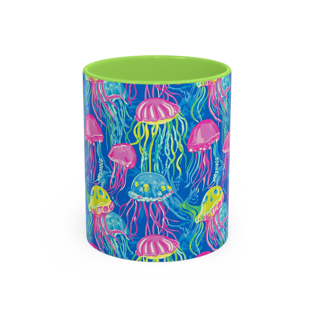 Colorful Jellyfish Ceramic Mug (11oz & 15oz) – Neon Ocean Art Coffee Cup