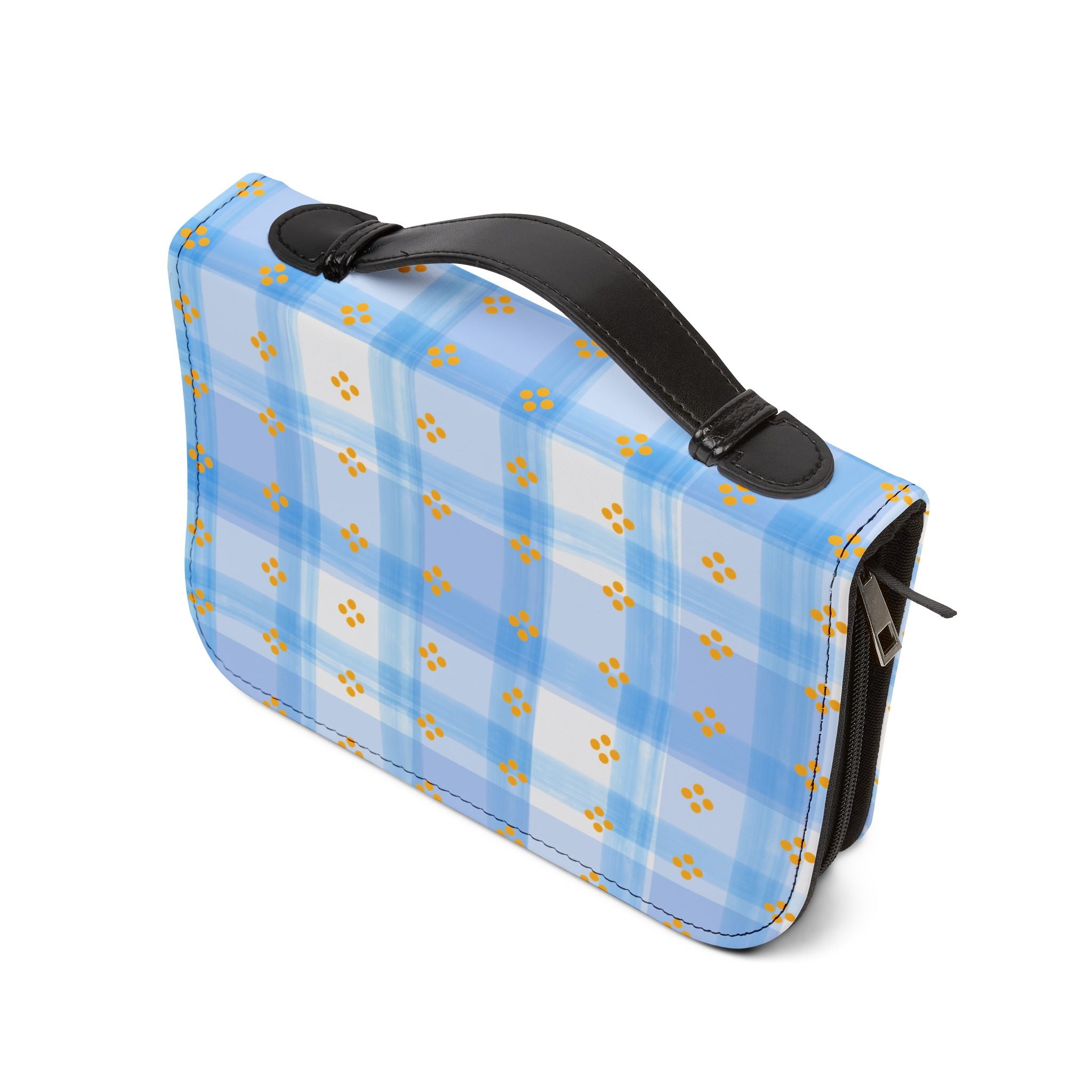 Blue Plaid Bible Cover — Zippered Scripture Case for Church, Daily Devotions & Gift