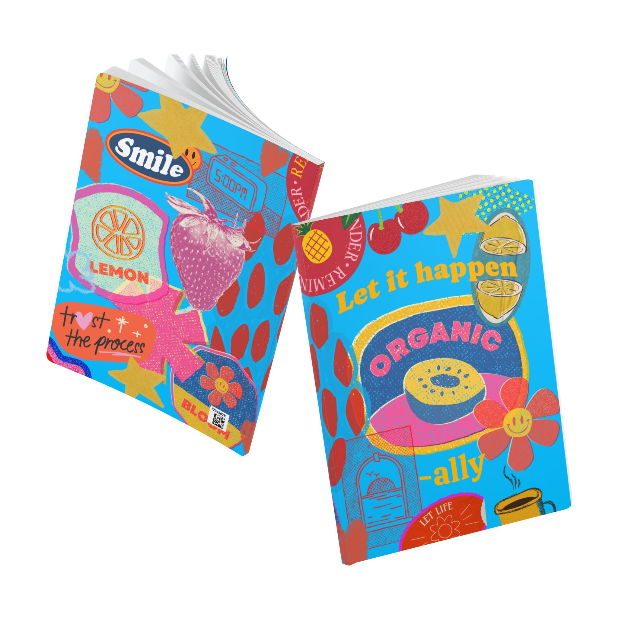 Let It Happen Organic Journal — Colorful Retro Fruit Graphic Softcover Notebook