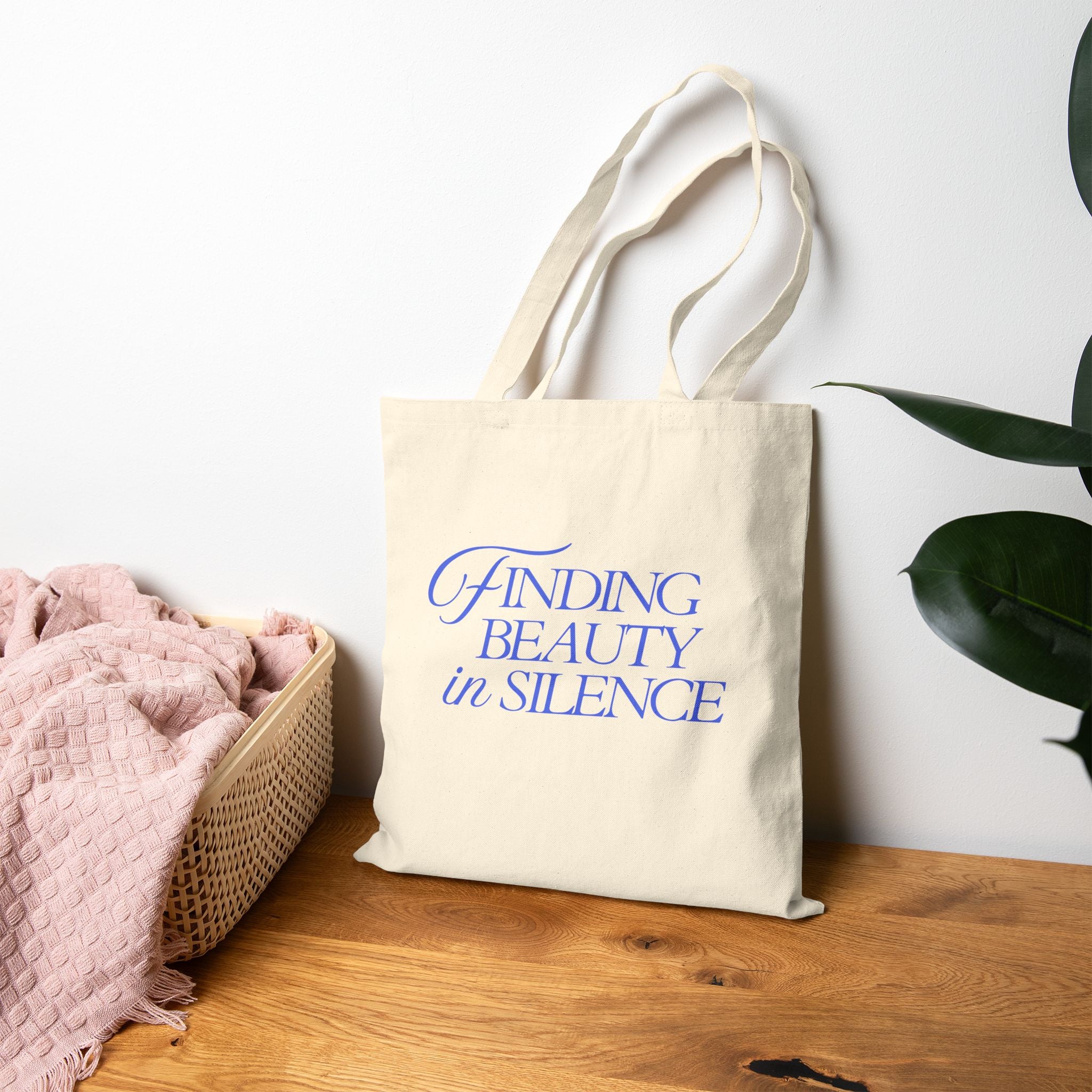 Tote Bag — "Finding Beauty in Silence" Vintage Floral Cotton Canvas Tote