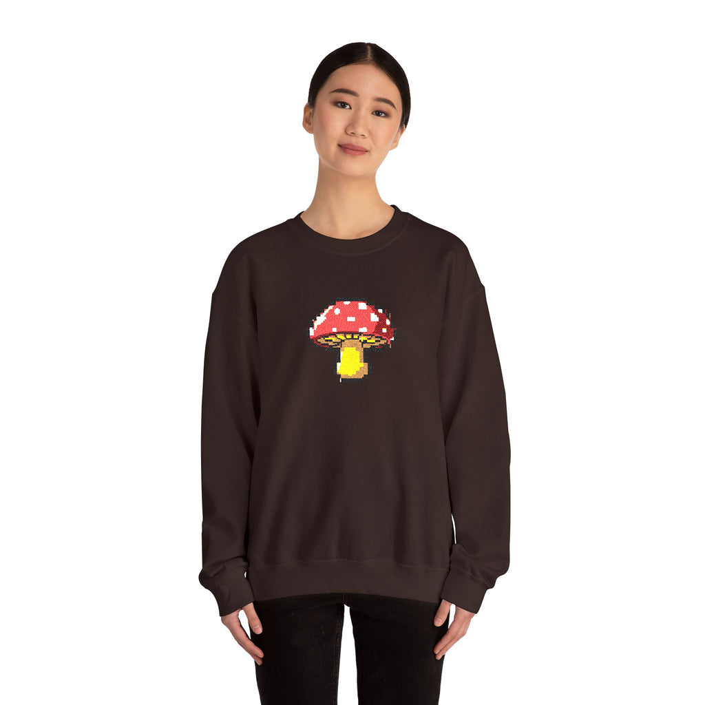 Pixel Mushroom Crewneck Sweatshirt — Cute Retro 8‑Bit Fungi Sweatshirt