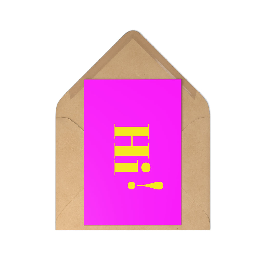 Hi! Bright Pink & Yellow Postcard Set (7 pcs) – Bold Greeting Cards for Friends, Parties & Notes