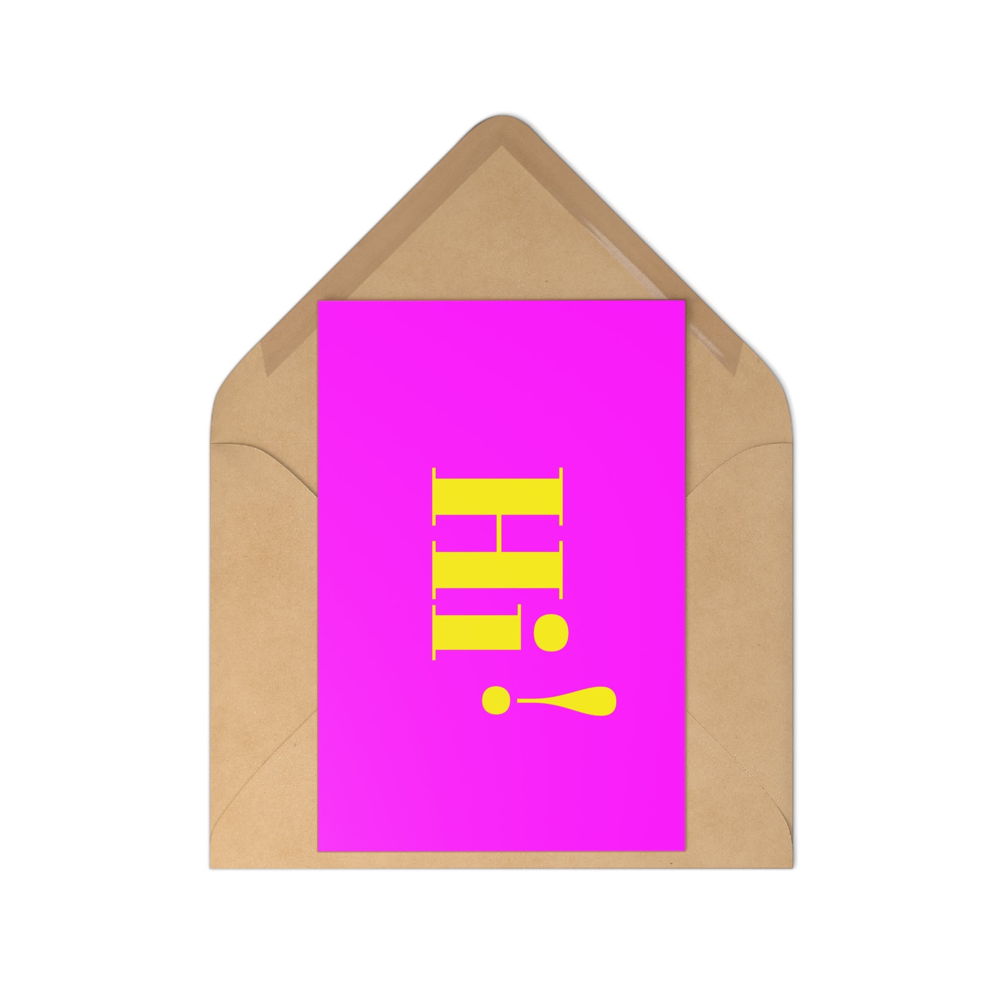 Hi! Bright Pink & Yellow Postcard Set (7 pcs) – Bold Greeting Cards for Friends, Parties & Notes