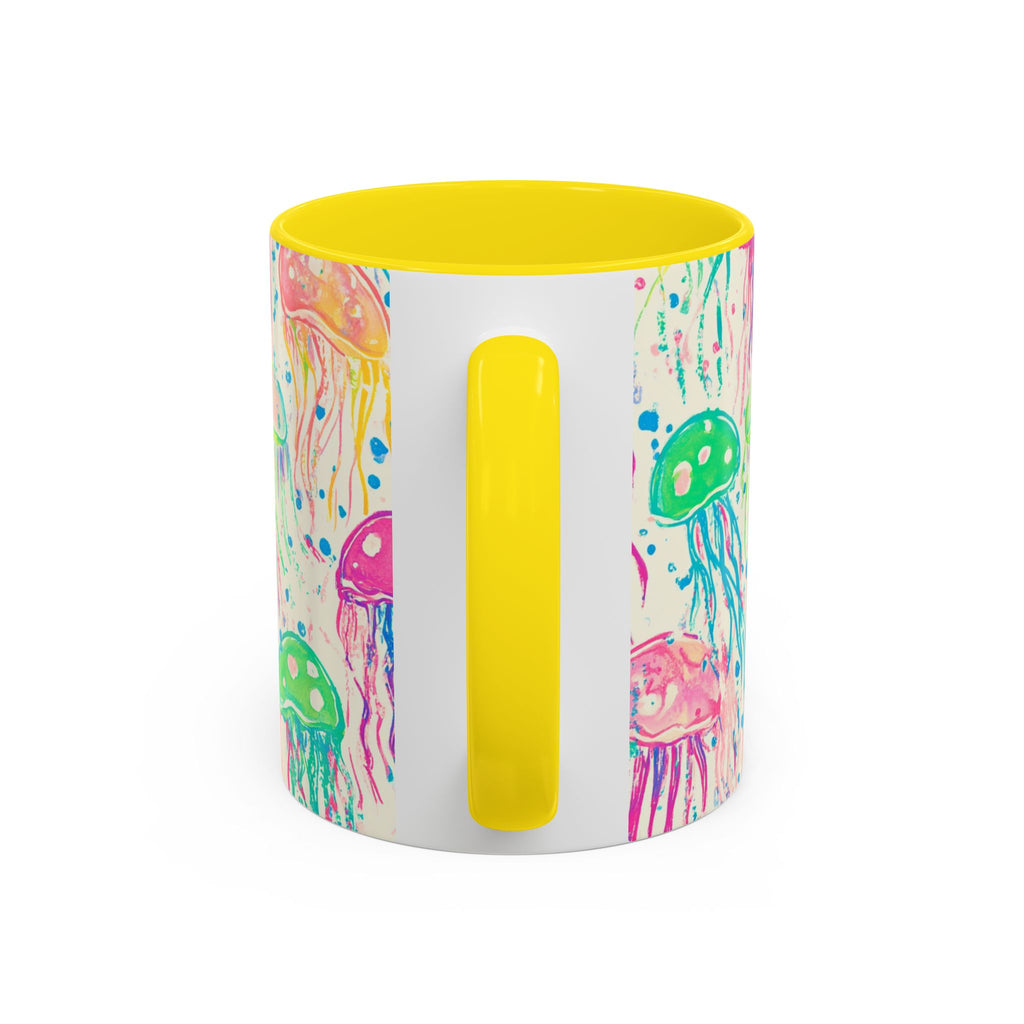 Colorful Jellyfish Accent Coffee Mug — Pink Interior Ocean Art 11/15oz