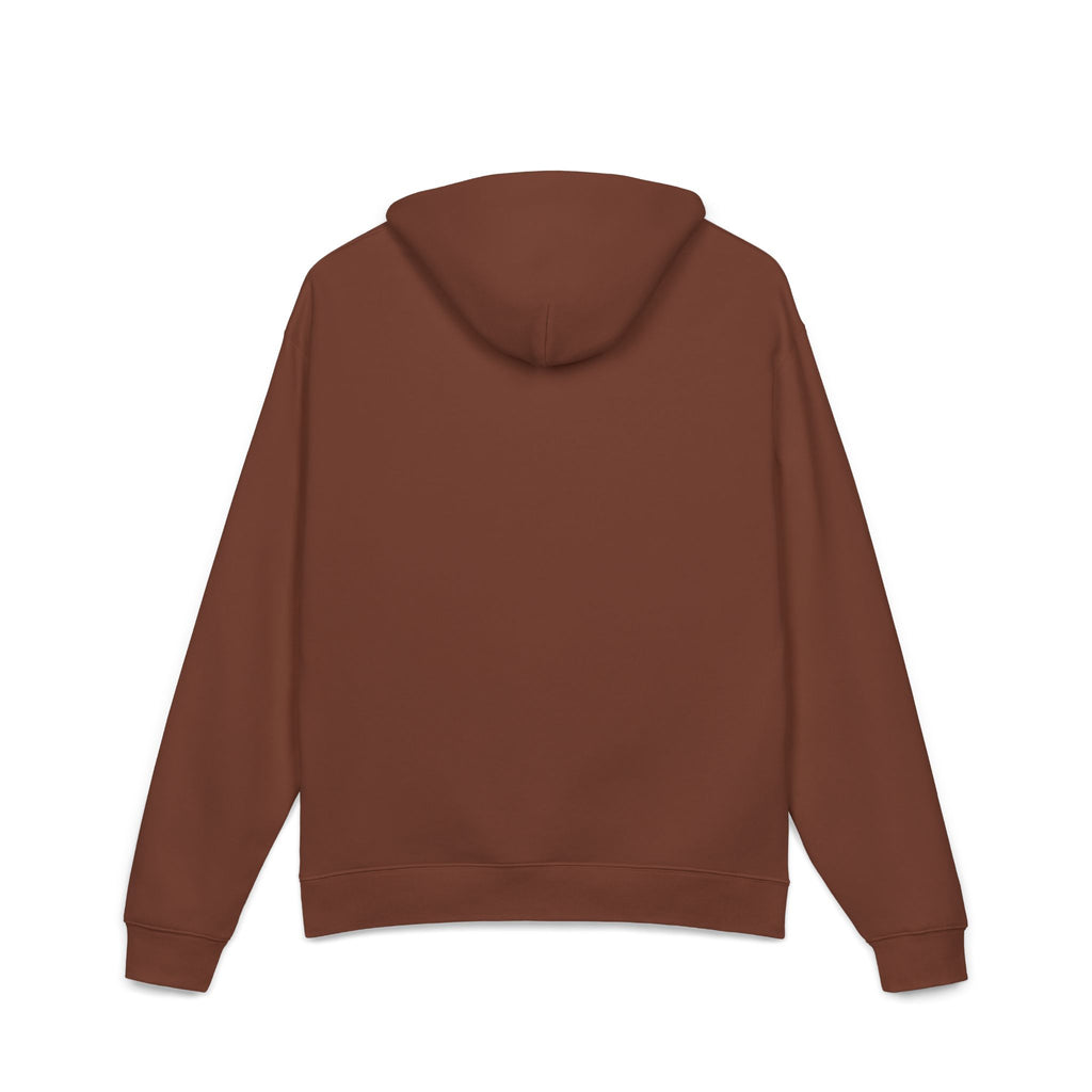 Relaxed Hoodie — Cozy Brown Floral Script Logo Pullover