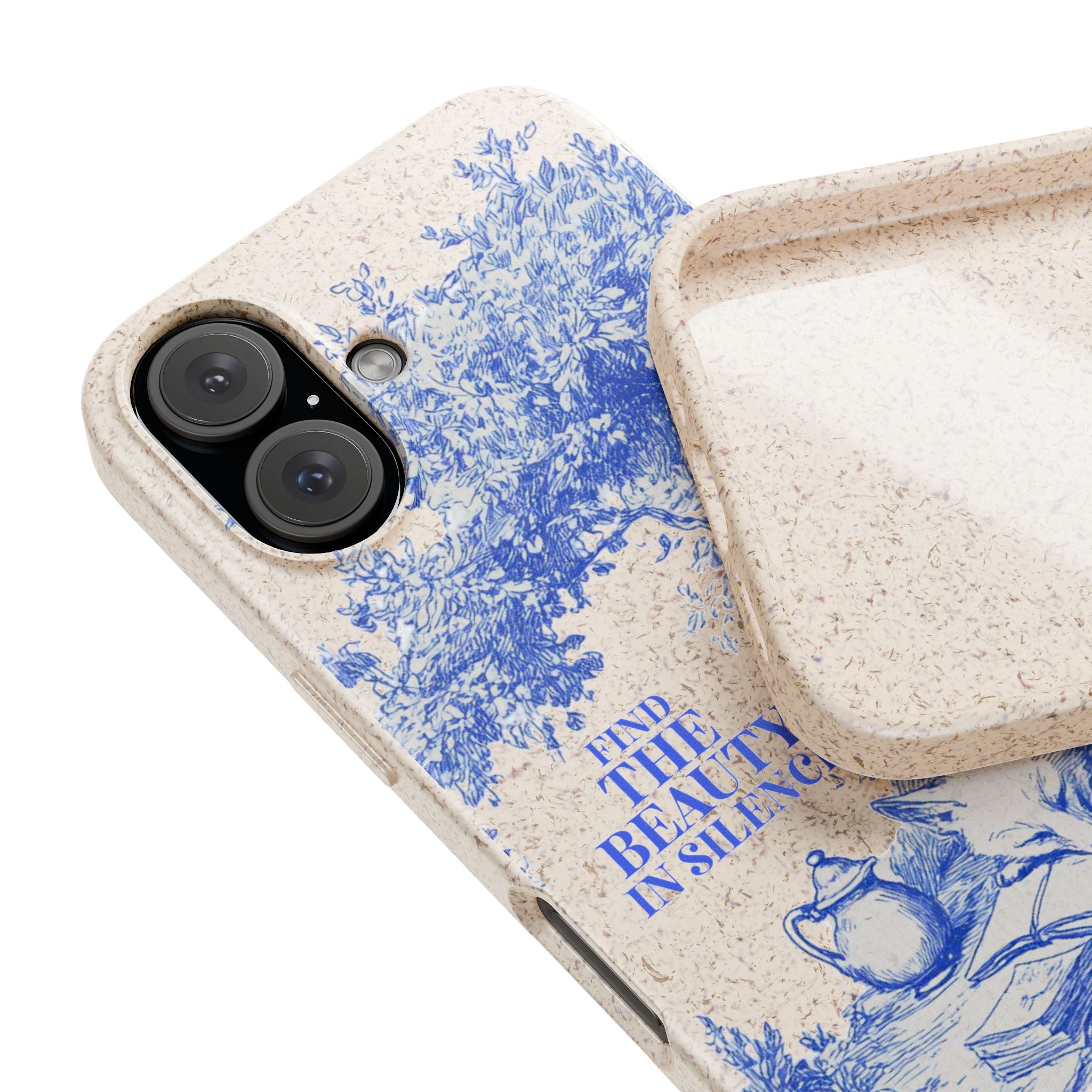 Biodegradable Phone Case — "Find the Beauty in Silence" Blue Fox Illustration