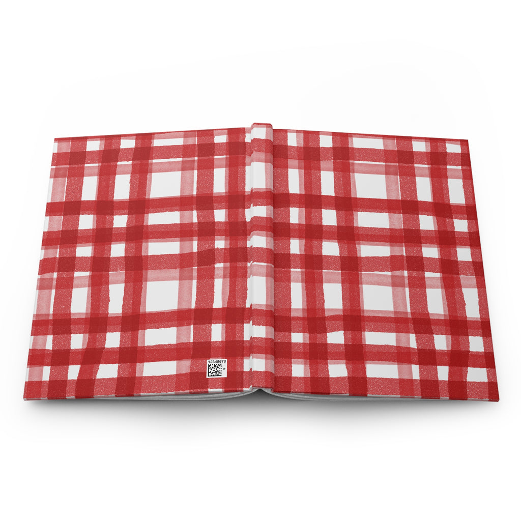 Red Plaid Hardcover Journal — Buffalo Check Notebook for Holiday Lists & Cozy Notes