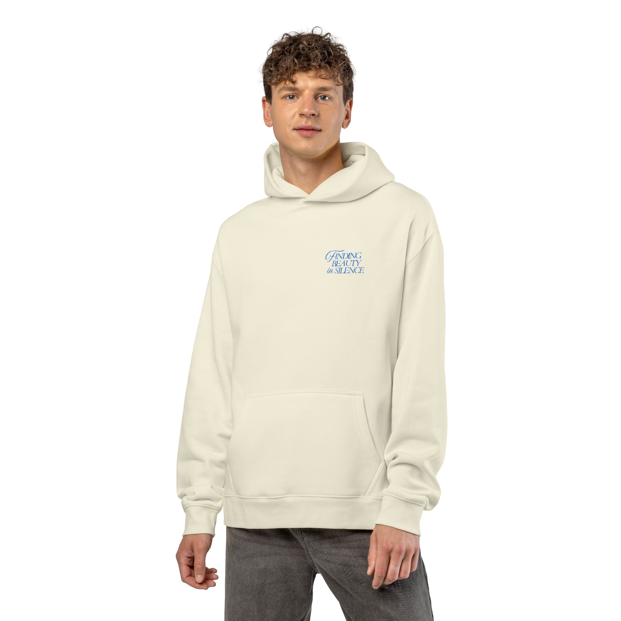 Relaxed Hoodie — Cozy Brown Floral Script Logo Pullover