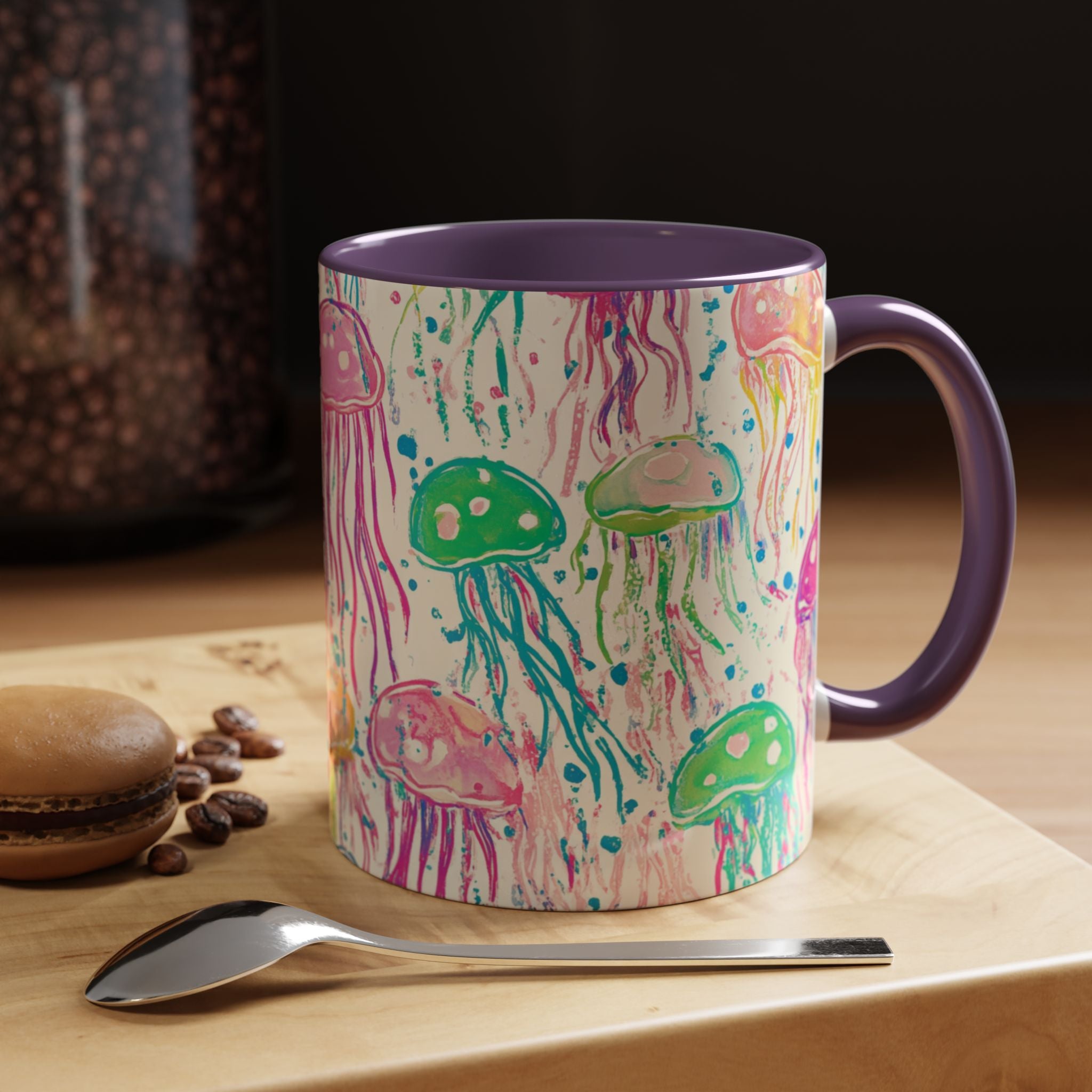 Colorful Jellyfish Accent Coffee Mug — Pink Interior Ocean Art 11/15oz