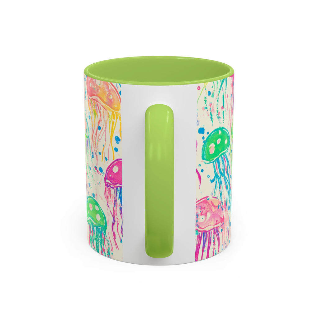 Colorful Jellyfish Accent Coffee Mug — Pink Interior Ocean Art 11/15oz