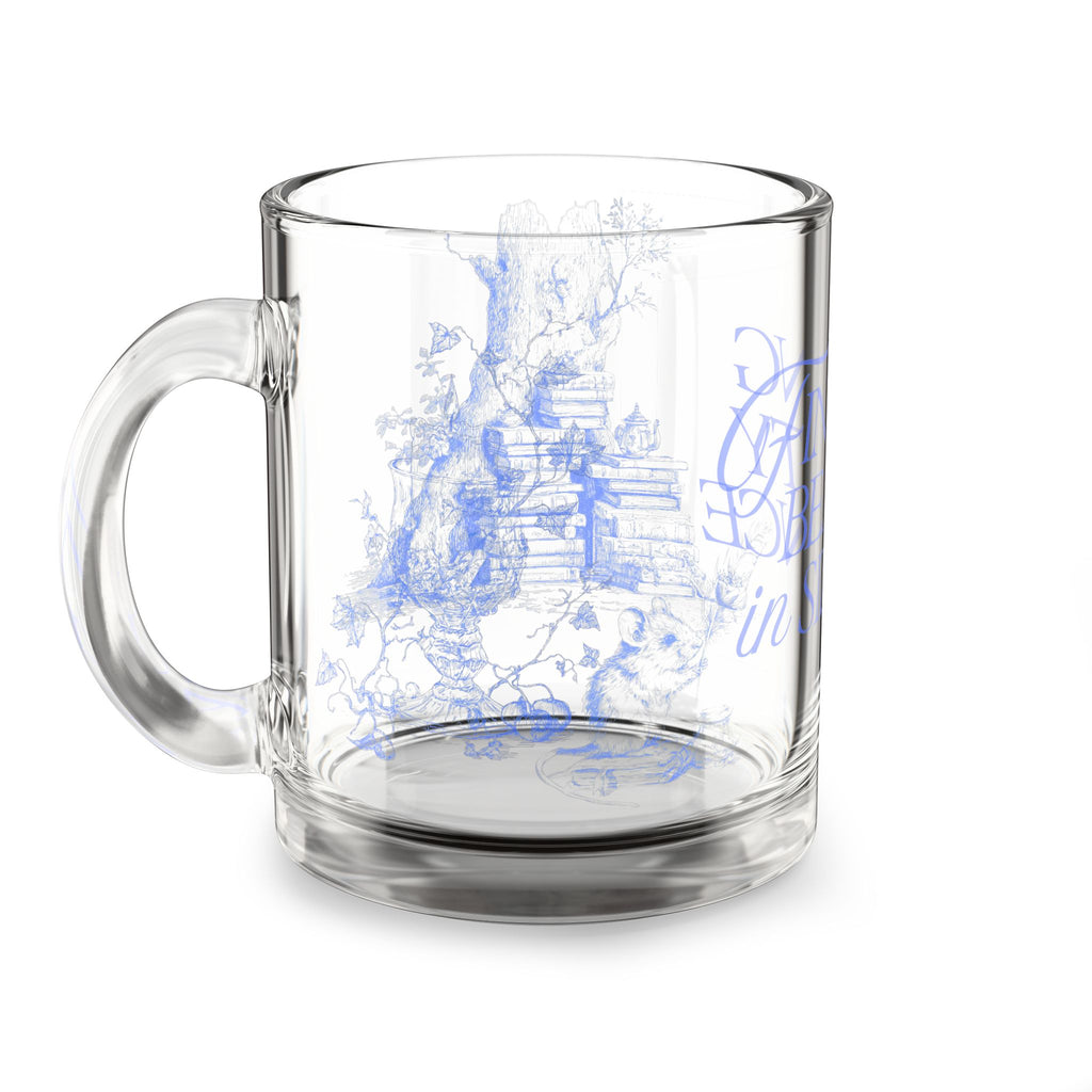 Glass Mug — "Finding Beauty in Silence" Floral Quote 10oz