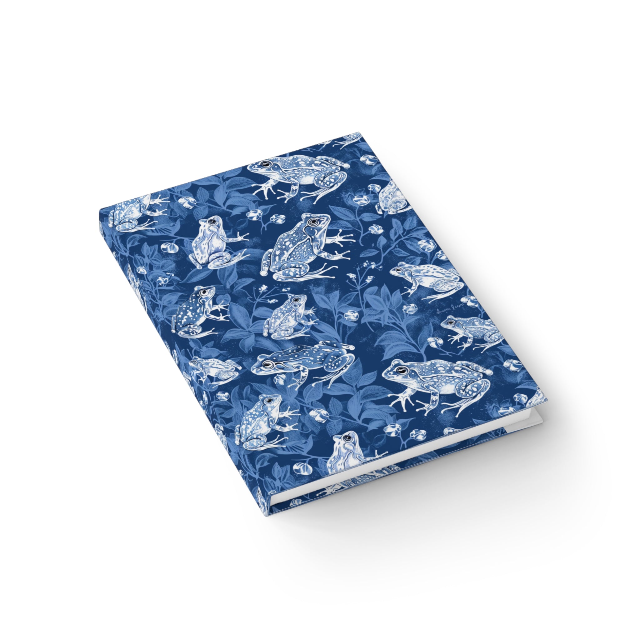 Blue Frog Pattern Ruled Journal — Lined Notebook for Nature Lovers