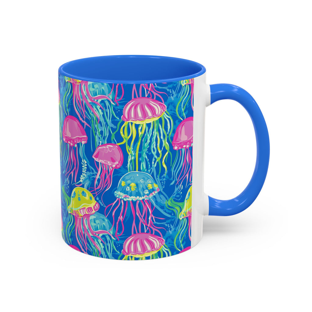Colorful Jellyfish Ceramic Mug (11oz & 15oz) – Neon Ocean Art Coffee Cup