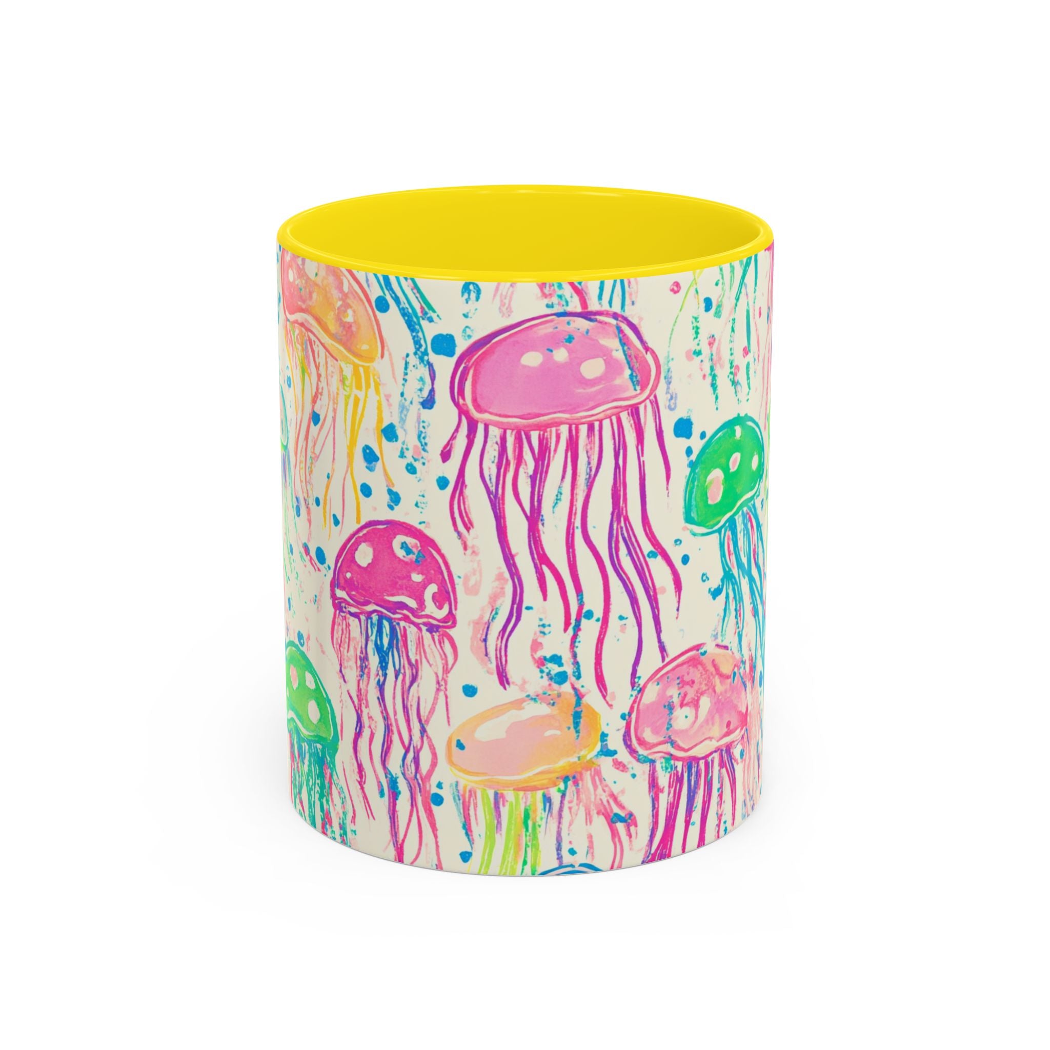 Colorful Jellyfish Accent Coffee Mug — Pink Interior Ocean Art 11/15oz