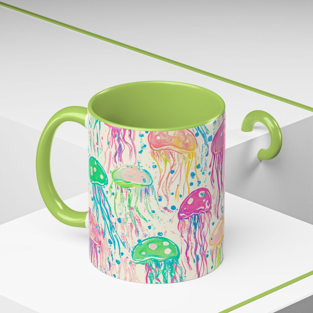 Colorful Jellyfish Accent Coffee Mug — Pink Interior Ocean Art 11/15oz